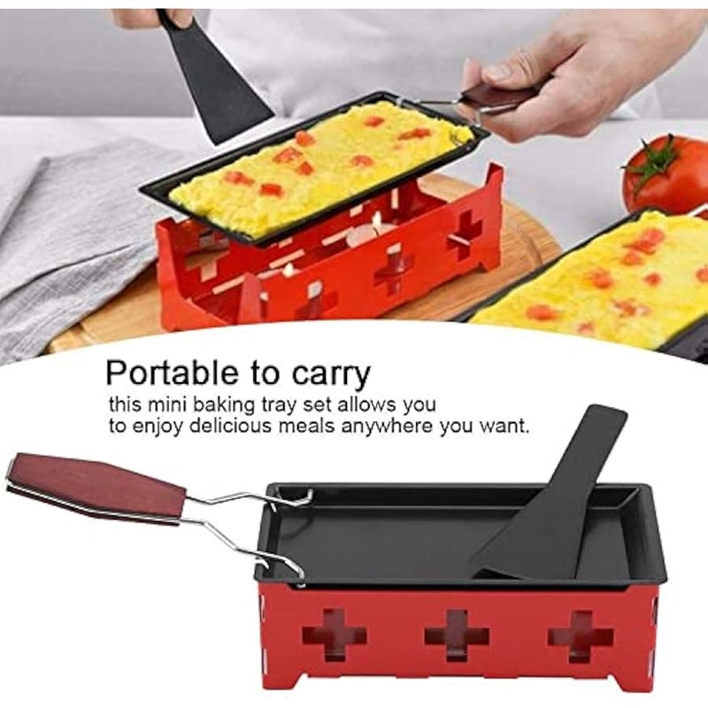 صينية خبز دوارة للجبنة الراسليت قابلة للتمدد وغير لاصقة من يوسو، إكسسوارات من المعدن، إكسسوارات للجبن- صينية للخبز + خنزير أحمر + ملعقة (#1) - Image 4